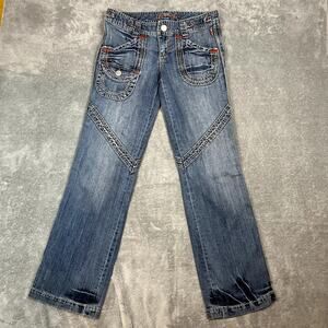 Vintage Y2K Switch USA Jeans Womens 30 Low Rise Bootcut Embroidered